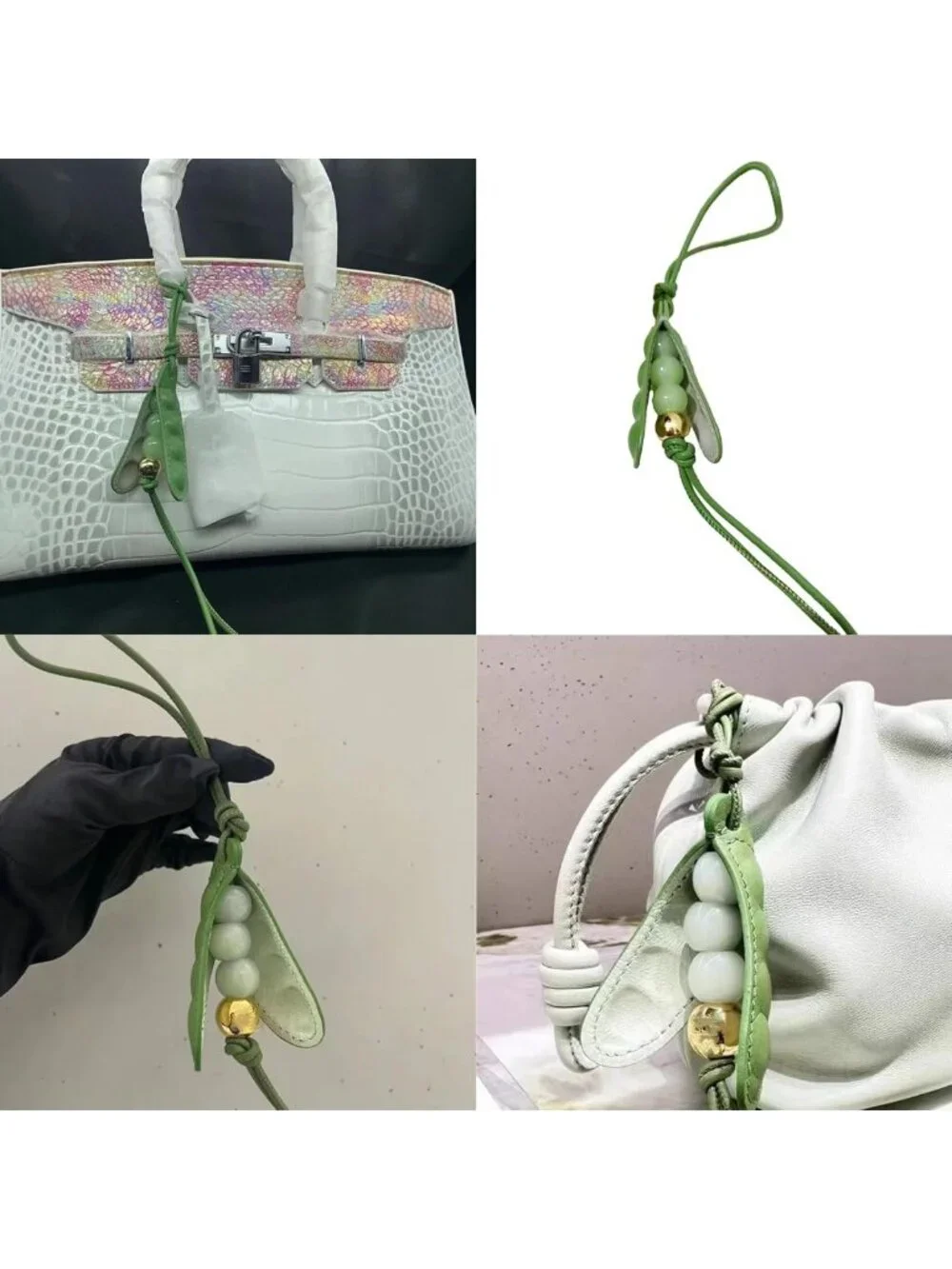 Trendy Handmade Pea Charm Pendant Keychain - Stylish Accessory for Bags & Phones